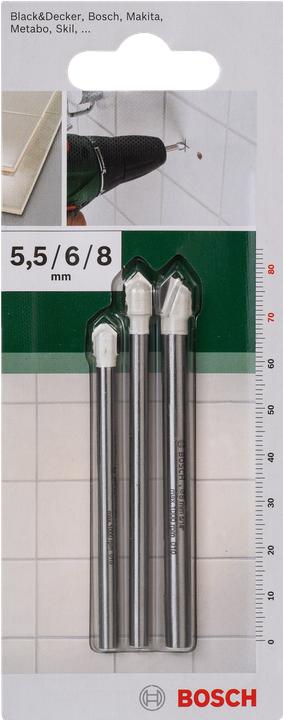 Produktbild Bosch Zubehör 3tlg. Fliesenbohrer-Set (5.5 mm, 6.0 mm, Ø 8.0 mm)