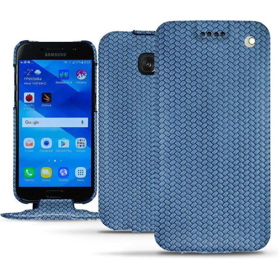 Noreve Lederschutzhülle vertikal (Samsung Galaxy A3 (2017)), Smartphone Hülle, Blau