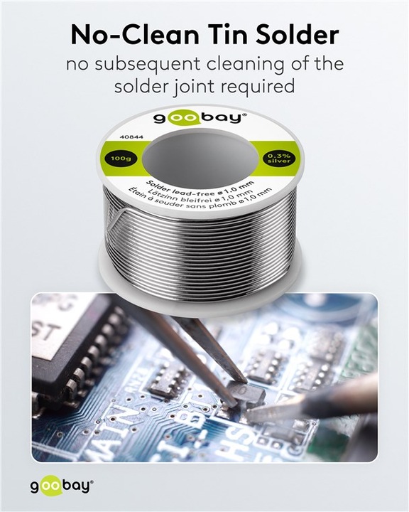 Image du produit Goobay Étain de soudure professionnel sans plomb, ø 1,0 mm, 100 g (Souder)
