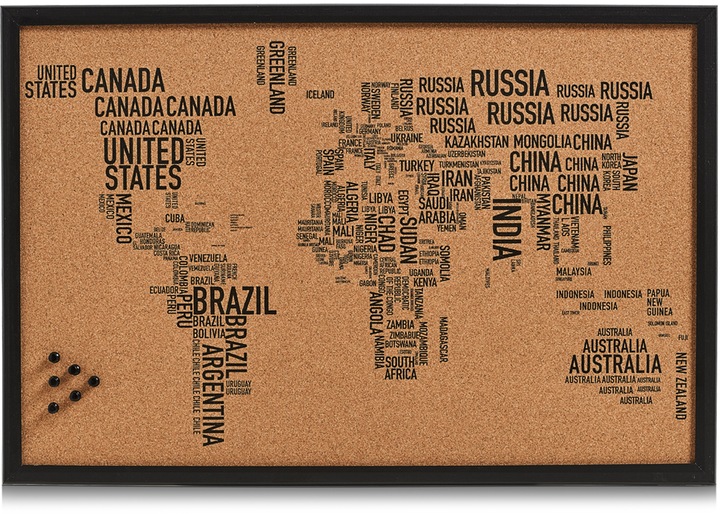 Image du produit Zeller Present Lettres du monde (Tableau d'affichage, Planisphère, 60 x 40 cm)