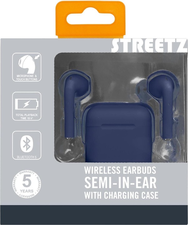 Immagine prodotto Streetz TWS - Auricolari semi-in-orecchio (Nessuna soppressione del rumore, 18 h, Senza fili)