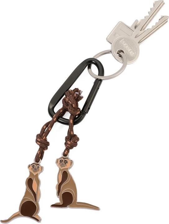 Actual product image Troika EDDIE & MANNI key ring snap hook with meerkat, brown