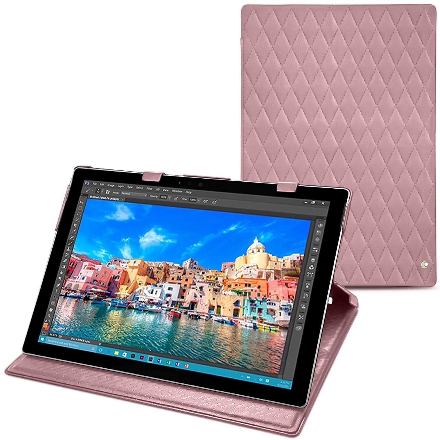 Noreve Lederschutzhülle vertikal (Microsoft Surface Pro 4), Tablet Hülle, Rosa