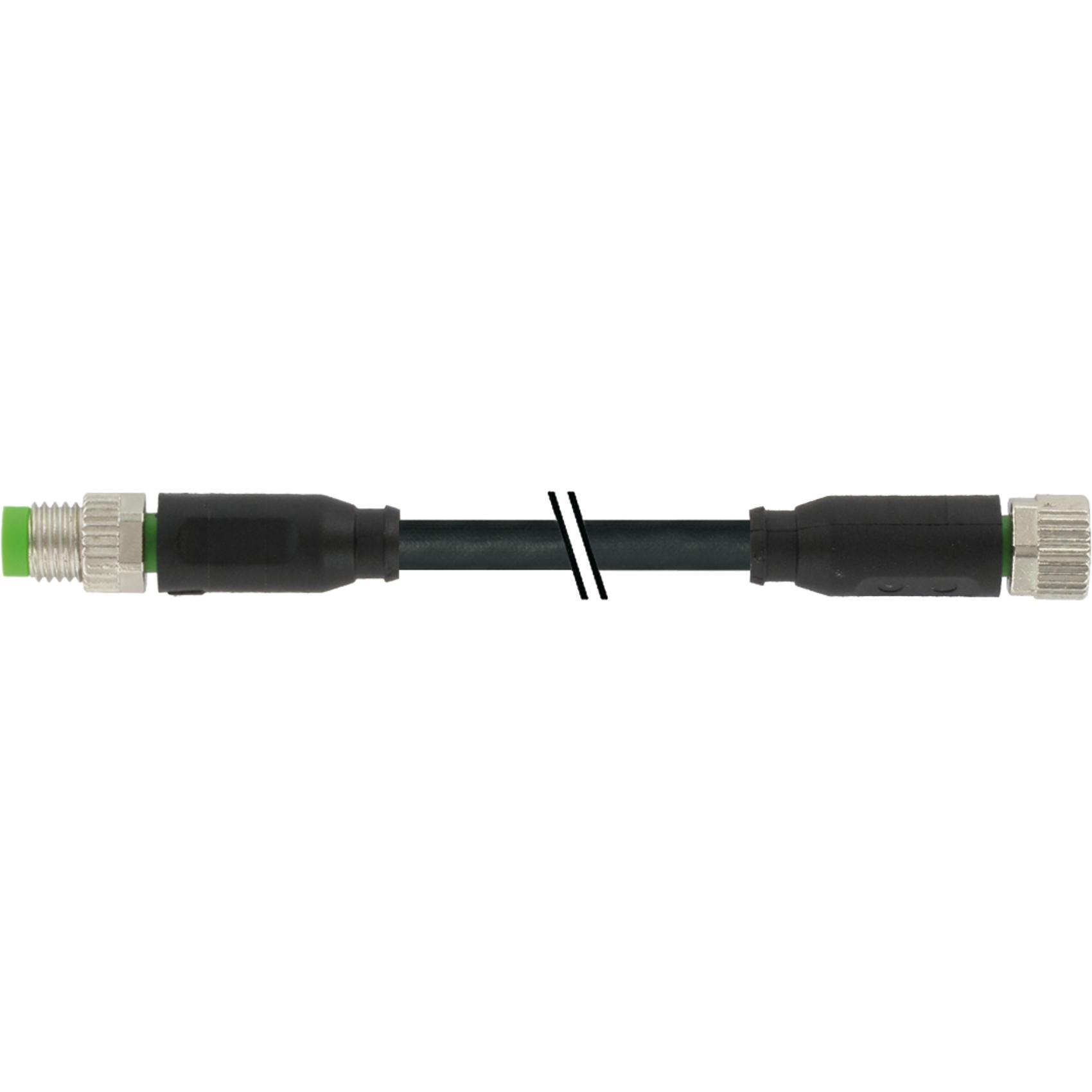 Murr Elektronik M8 St. 0° M8 Bu. 0° PUR 3x0.25 sw UL/CSA+schleppk. 3m, Elektronikkabel + Stecker, Schwarz