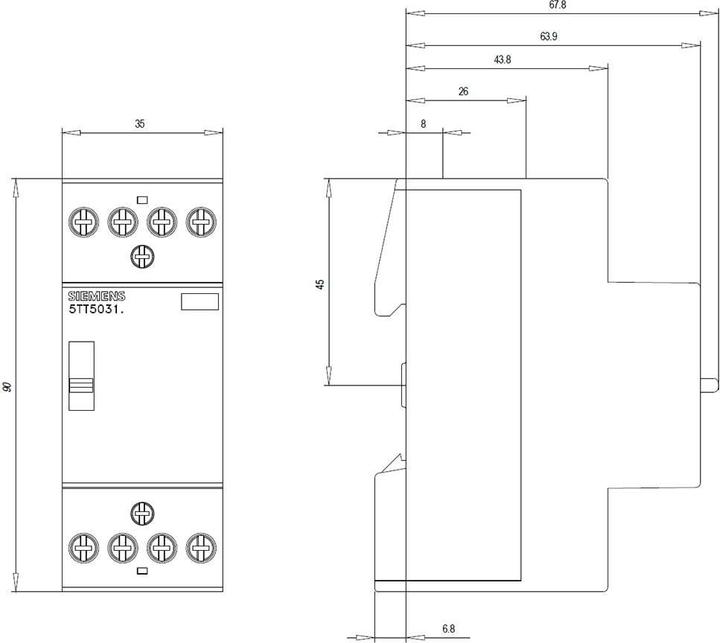 Produktbild Siemens Insta Contactor 0/1 auto 3NO 1NC AC