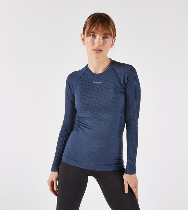 Actual product image Kiprun Laufshirt langarm Damen - Run 900 Merino dunkelblau (XS)