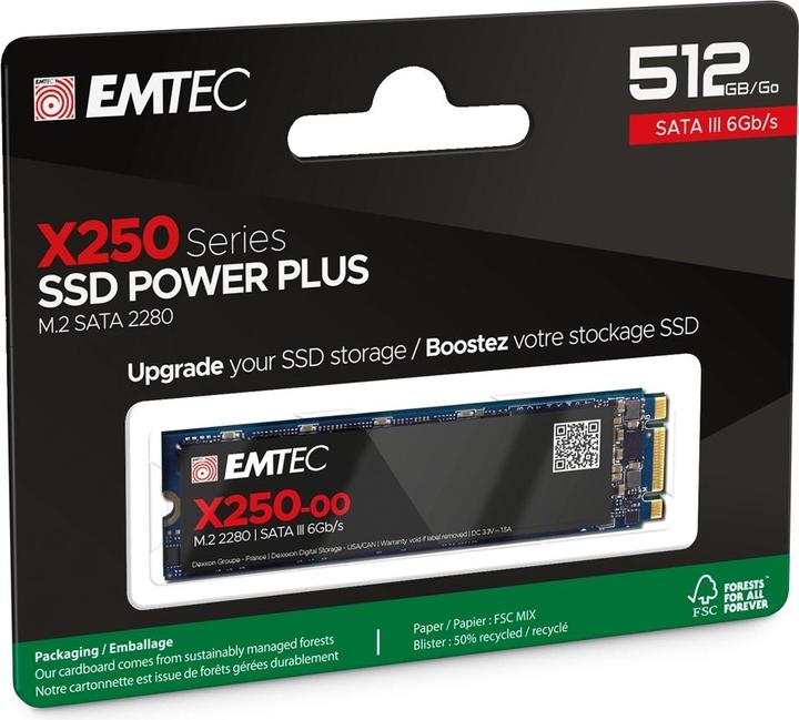 Image du produit Emtec Disque dur SSD X250 512 Go M.2 2280 SATA III (ECSSD512GX250) (512 Go, M.2 2280)