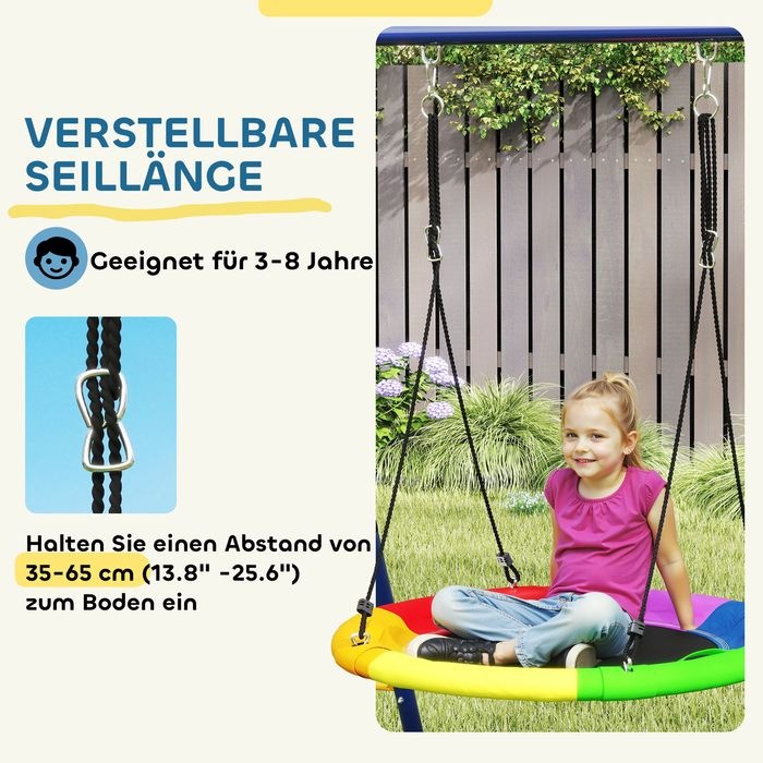 Image du produit Swisshandel24 Kinderschaukel-Set 6 in 1 Schaukelgerüst aus Stahl mit Gurtschaukel Nestschaukel
