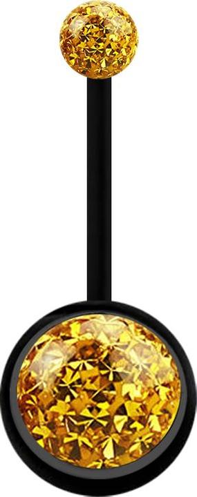 Immagine prodotto Star Piercing Banane schwarz mit zwei Kristallkugeln topaz Epoxy Schutzschicht (senza ottone, Materiale sintetico)