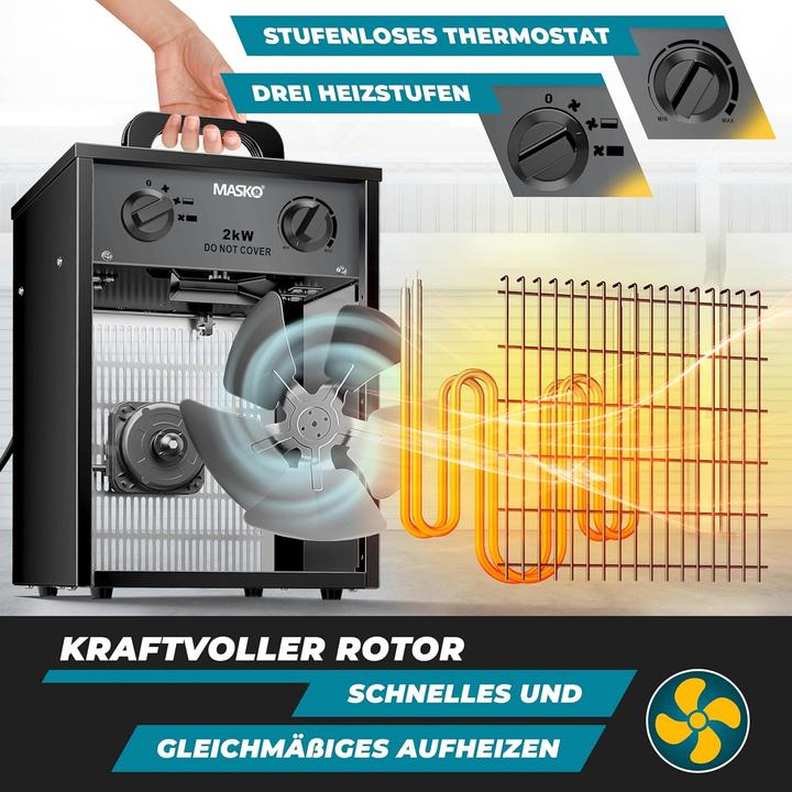 Produktbild Masko Bauheizer mit Thermostat (2000 W)