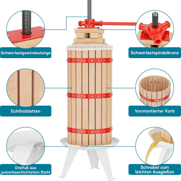 Actual product image Wiltec Quality 30L Fruit Press Apple Wine Cider incl. Pulp Bag
