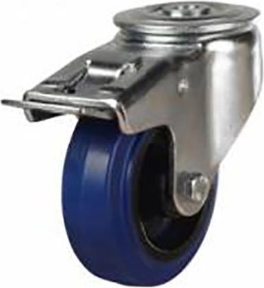 RS PRO Rubber braked bolt hole castor dia 125mm