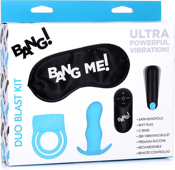 Actual product image XR Brands Duo Blast C-Ring, Butt Plug, Bullet, & Blindfold Kit