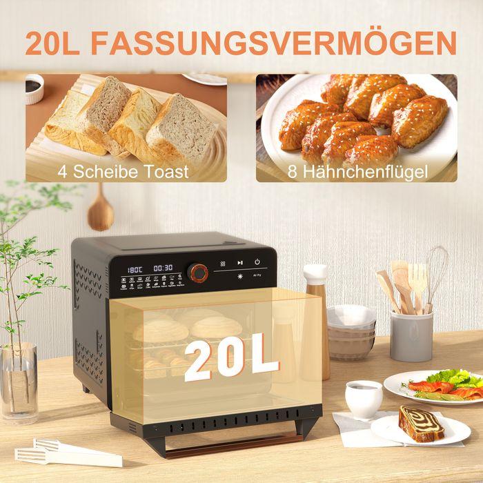 Actual product image Swisshandel24 Minibackofen 20L, Mini Ofen, 40-220°C, 17 Modi, Timer, 36x37x34,5cm, Schwarz