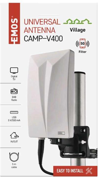 Productafbeelding Emos Universele antenne VILLAGE CAMP-V400, DVB (DVB-T2, DVB-T, DAB+)