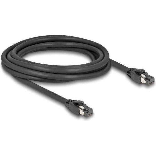 Delock RJ45 Netzwerkkabel Cat.8.1 S/FTP 3 m bis 40 Gbps schwarz (S/FTP, CAT8.1, 3 m), Netzwerkkabel