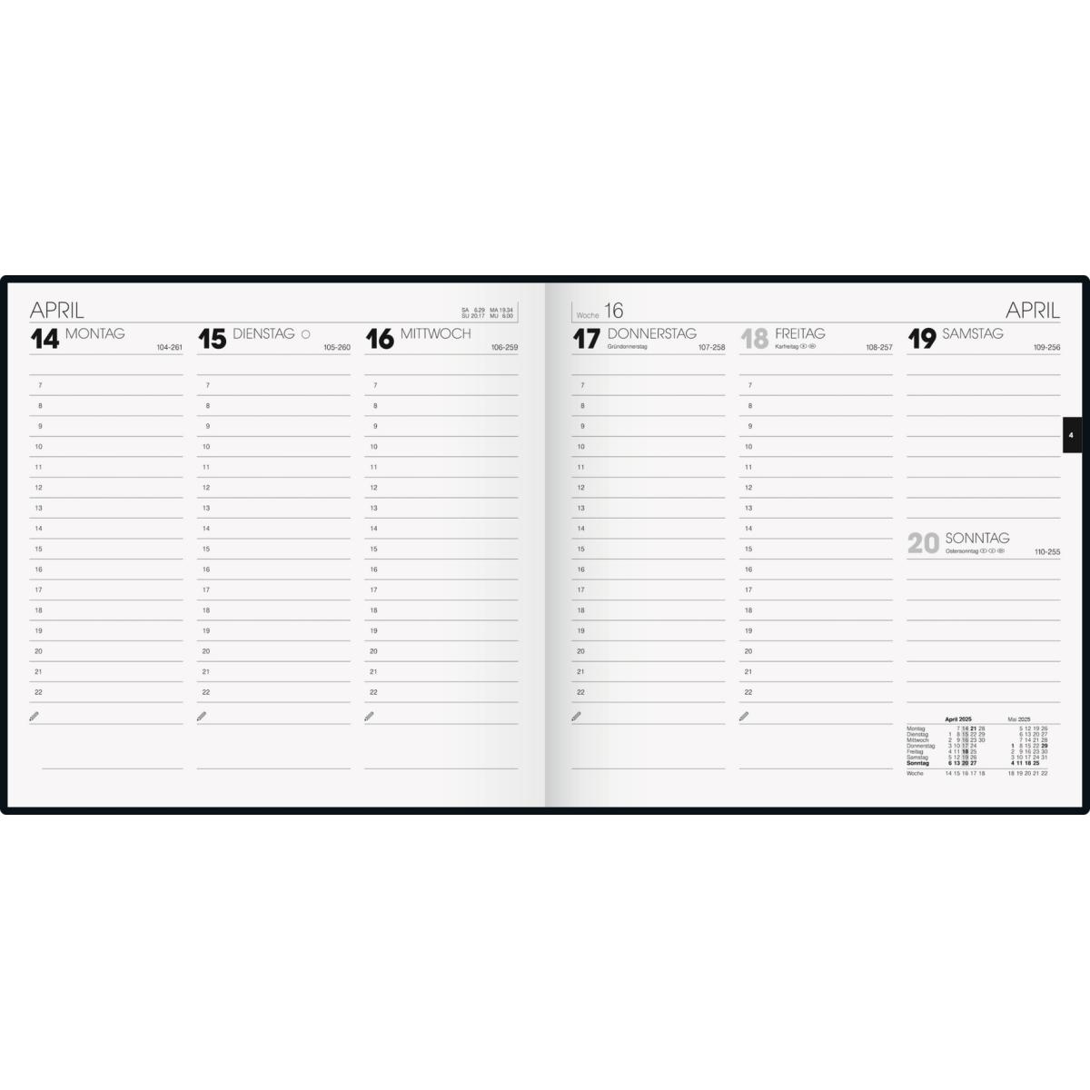 Thumbnail - Brunnen, Agenda, Quadratkalender 766 21x20,5cm 1 Woche/2 Seiten Schaumfolien-Einband schwarz 2025
