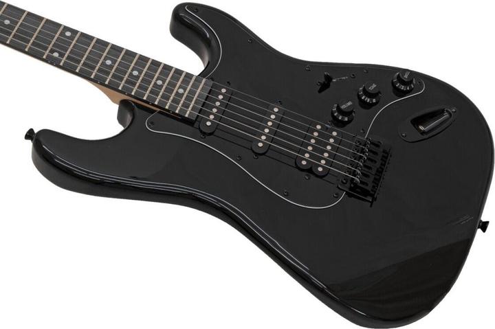 Actual product image Dimavery ST-312 electric guitar, black/black (Electric guitar)