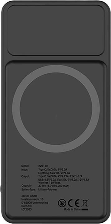 Actual product image Xlayer Wireless powerbank 10,000mAh 15W black with solar panel (10000 mAh, 15 W, 37 Wh)