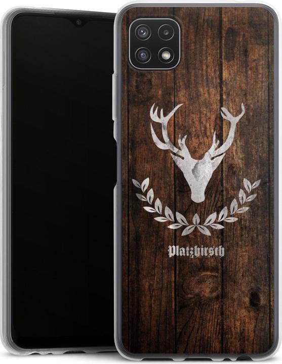 Produktbild DeinDesign Silikon Hülle für Samsung Galaxy A22 5G Handyhülle Case Smartphone Schutzhülle Hirsch Holz (Samsung Galaxy A22 5G)