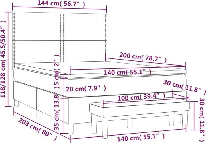 Produktbild vidaXL Boxspringbett (140 x 200 cm)