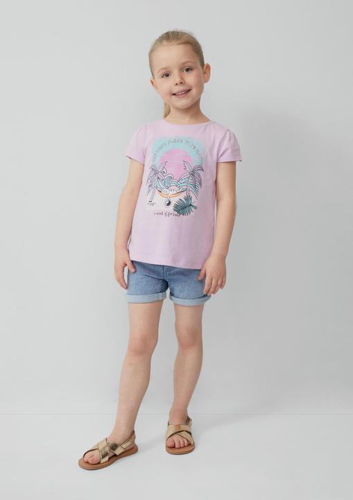 Produktbild S.Oliver T-Shirt Ausgestelltes T-Shirt mit Glitzerprint und Puffärmeln (92)
