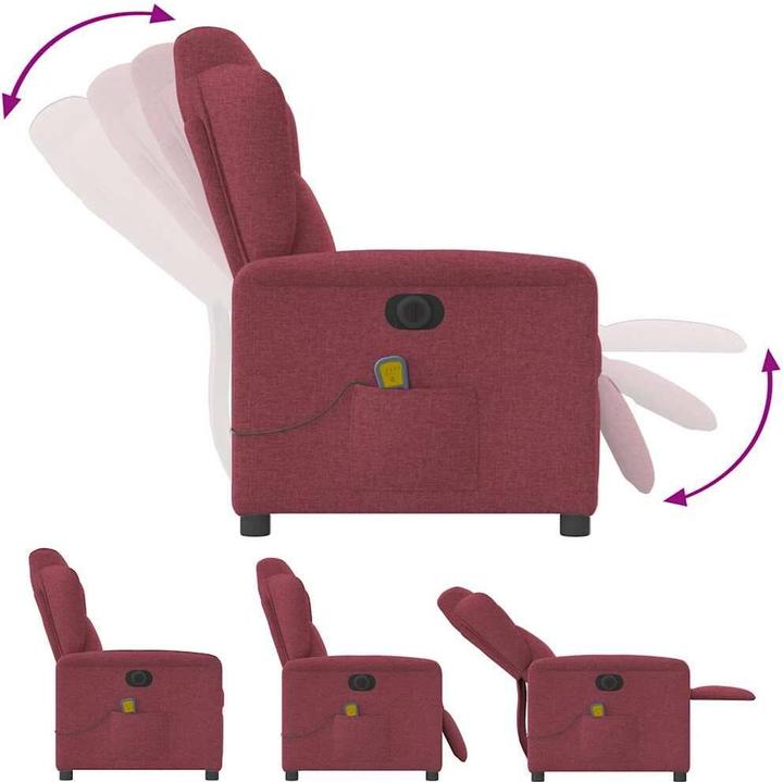 Produktbild VidaXL Massagesessel Elektrisch Weinrot Stoff