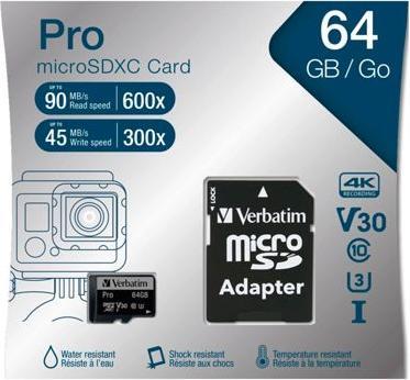 Immagine prodotto Verbatim Pro (64 GB, microSDXC, U3, UHS-I)