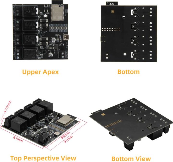 Actual product image Lilygo TTGO T-Relay ESP32 Dev Board with 4x 5V DC Relay