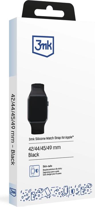 Produktbild 3MK Silicone Watch Strap czarny/black dla Apple Watch 42/44/45/49mm (Silikon, Edelstahl)