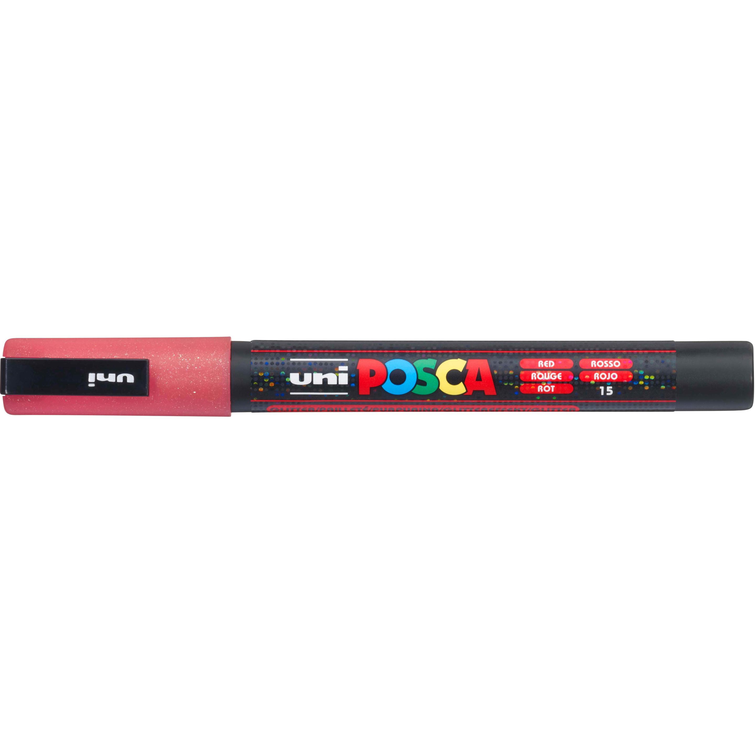 6x Posca, Marker, Marker PC-3M Rundspitze (Glitter Rot, 1.30 mm, 1 x)