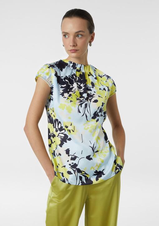 Image du produit Comma Bluse Gemusterte Satin-Bluse mit Raffung (44)