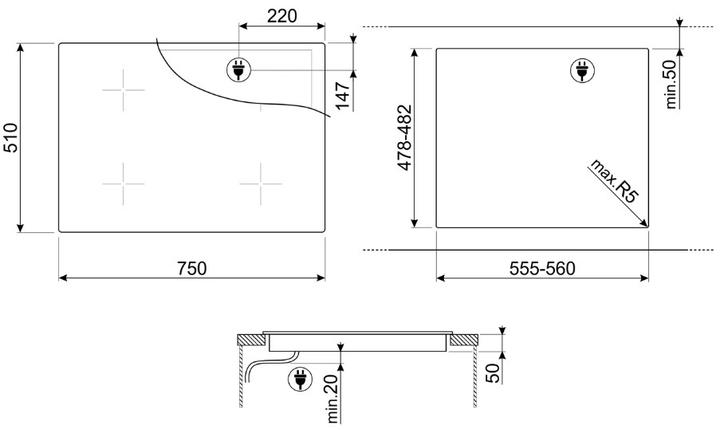 Image du produit Smeg SI4742D Autark-Induktionsfeld (75 cm, Table de cuisson électrique)