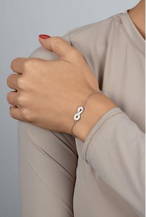 Brilio Silver - Silver bracelet with white opal Infinity BRC208W