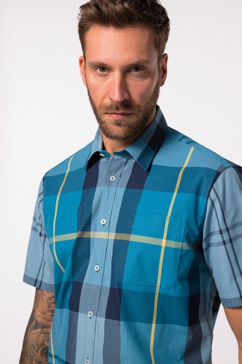 Image du produit JP1880 Chemise à manches courtes. Imprimé à carreaux et col Kent. Coupe Comfort Fit - jusqu'au 8 XL (XL)