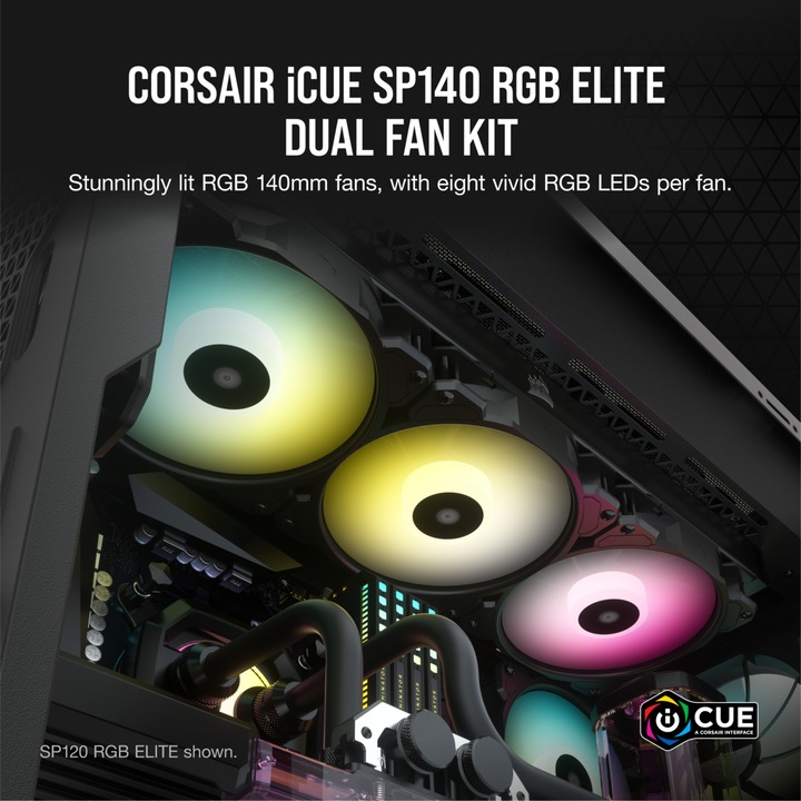Produktbild Corsair SP140 RGB Elite Dual Node C (140 mm, 2 x)