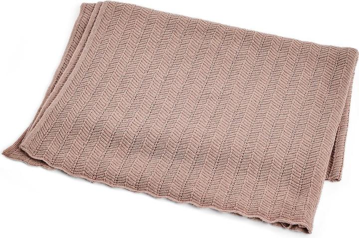Smallstuff - Baby blanket, fishbone, merino wool - Powder - 80x100 cm (70007-83) (80 x 100 cm)
