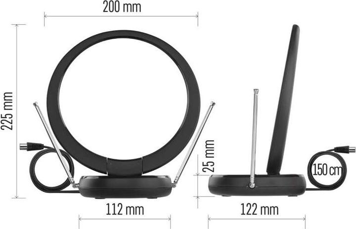 Immagine prodotto Emos Antenna da interno CITY RING-C500, DVB-T2, DAB, LTE/4G/5G Filtro (Antenna interna, DVB-T / -T2)