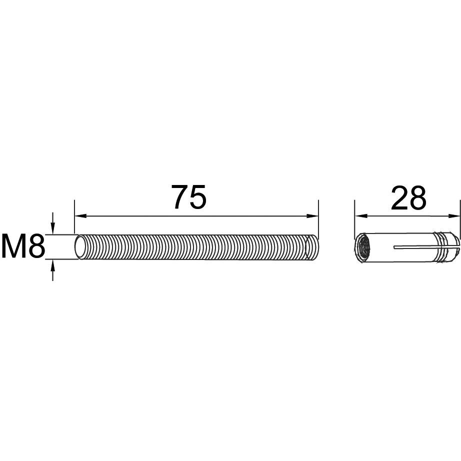 Dormakaba, Allestimento mobili, einz.Gewindestift mit Dübel M8 - zu PT 3 (1 pz.)