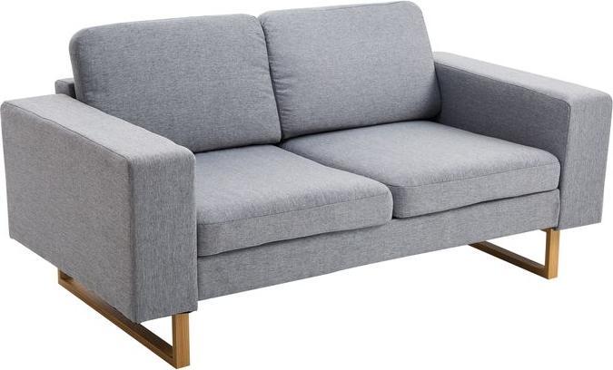 Image du produit Swisshandel24 Canapé 2 places Canapé d'angle Canapé en tissu Siège en bois gris clair (2 places)