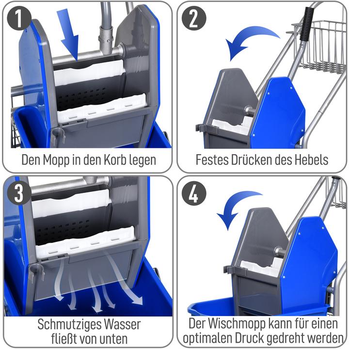Produktbild Homcom Putzwagen Kunststoff, Metall Blau