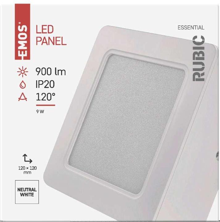 Actual product image Emos Surface-mounted LED light RUBIC, square, white, 9W, neutral white (900 lm)