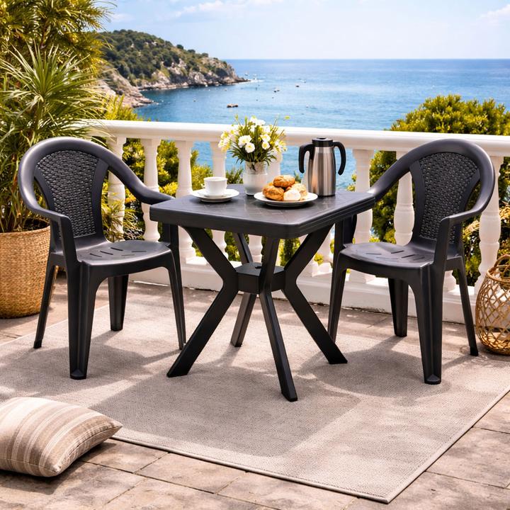 Produktbild Mojawo Bistro Sitzgarnitur Bistrogarnitur 3-teilig Anthrazit (70 x 70 x 72 cm)