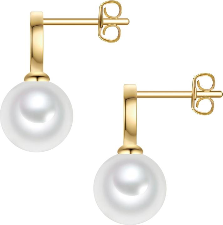 Actual product image Rafaela Donata Ohrstecker Sterling Silber gelbgold Muschelkernperle weiss Zirkonia weiss - 38606 (Sterling Silver)