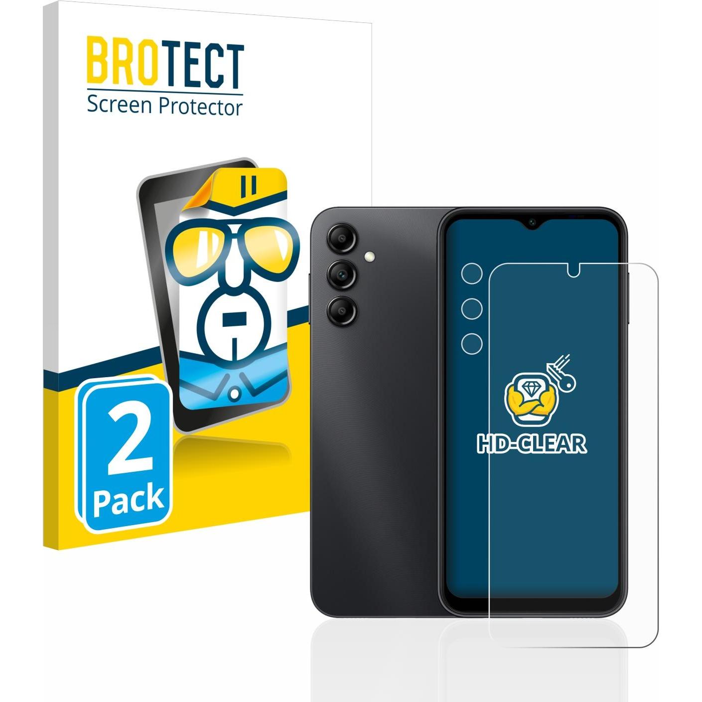 BROTECT Schutzfolie Displayschutz Klar (2 Stück, Samsung Galaxy A14), Smartphone Schutzfolie, Transparent