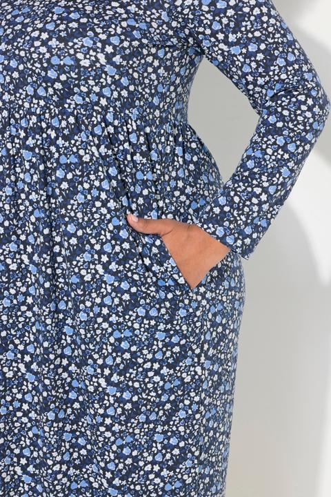 Immagine prodotto Ulla Popken Abito di jersey dal taglio svasato con tasche, scollo rettangolare e maniche lunghe (60)