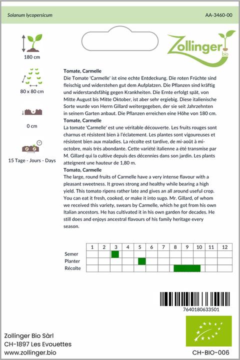 Produktbild Zollinger Bio Tomate, Carmelle (Gemüsesamen)