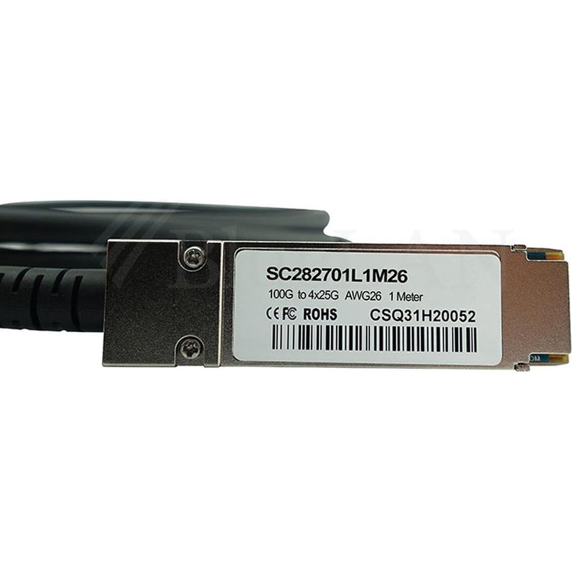 Thumbnail - CBO Avago QSFP28-4SFP28-DAC-3M kompatibles BlueLAN QSFP28 DAC SC282701L3M26, Transceiver, Schwarz