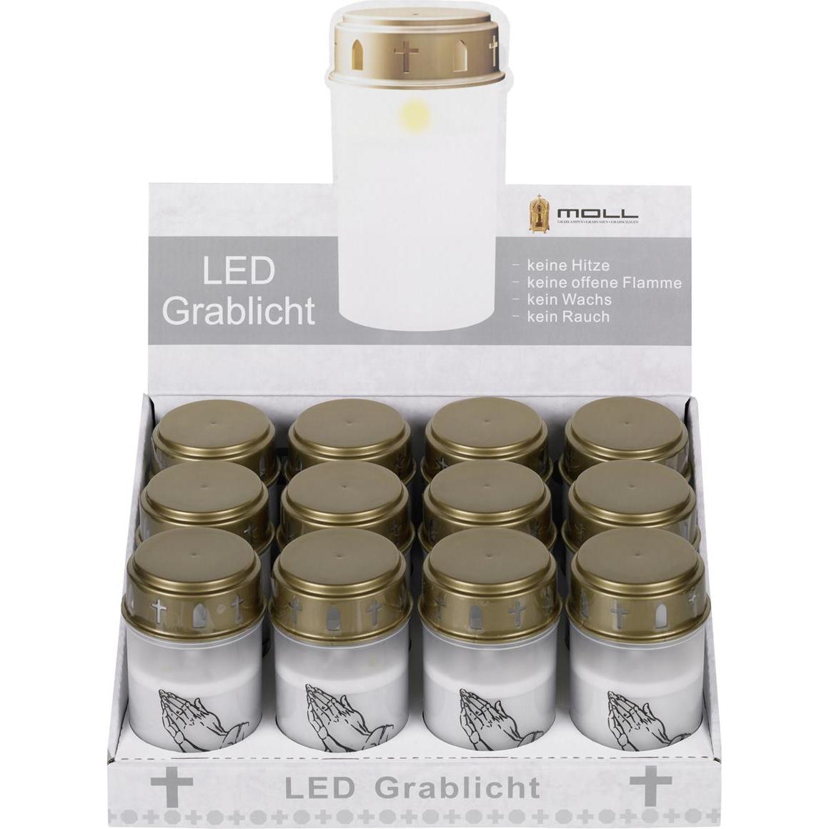 Metallwarenfabrik Moll, LED Kerzen, LED-Grablicht batteriebetrieben (nicht enthalten) weiss (1 x)