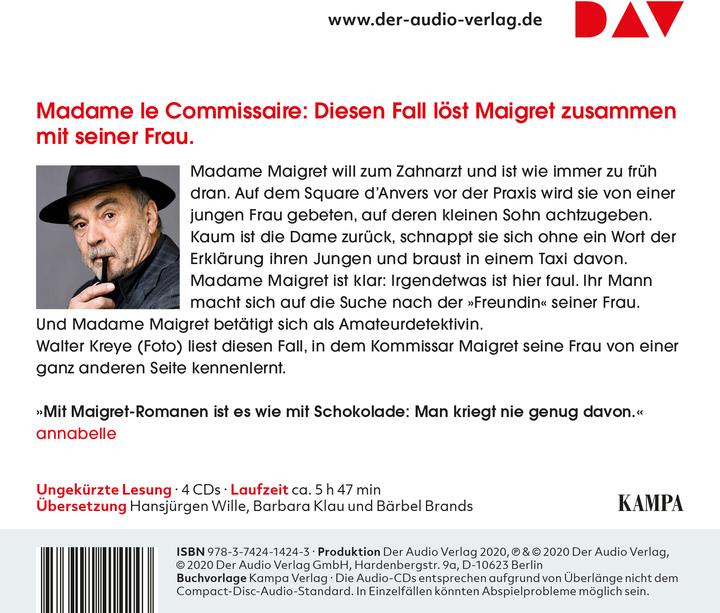 Produktbild Madame Maigrets Freundin (Bärbel Brands, Hansjürgen Wille, Barbara Klau, Wolfgang Stockmann, Walter Kreye, Georges Simenon, Deutsch)